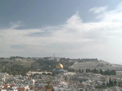WS TD View of dome of rock and Al-Aqsa Mosque on Temple Mount in city / Jerusalem, Central province, Israel Stock Footage