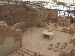 Houses on the slopes, Ephesus, Turkey Stock Footage
