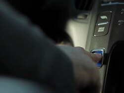 HD: Pressing A Button To Start The Engine Stock Footage