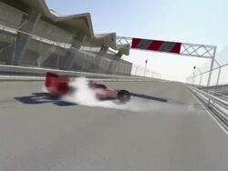 Winner Red F1 Sport Car Spins To Celebrate Stock Footage