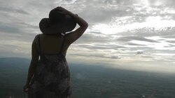 woman looking at view Stock Footage