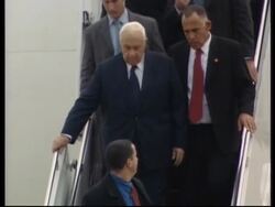 Sharon lands at Andews Air Force Base ahead Bush meeting. News Clip