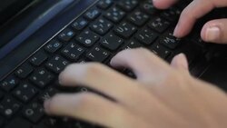 Typing On Laptop Keyboard,Close-up Stock Footage