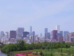 WS PAN Chicago skyline with bridge Stock Footage