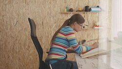 Architect drawing blueprint in office Stock Footage