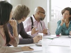  MS PAN Business meeting at conference table / New York, USA Stock Footage