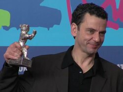 Christian Petzold, winner of best director at Winners Press Conference Reactions:at the Grand Hyatt on February 18, 2012 in Berlin, Germany. Stock Footage