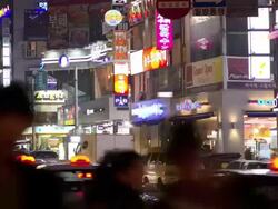 MS T/L Traffic and people at Guwoldong area / Incheon, Incheon, South Korea Stock Footage