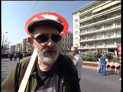 Protest rally by striking workers, eggs thrown at social welfare building News Clip