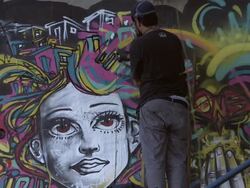 Street Art In Rio De Janeiro - Graffiti Artists Stock Footage