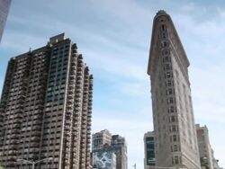 MS PAN View of  the Flatiron Building / New York City, New York State, USA  Stock Footage