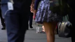 Homeless In Lower Manhattan - Young Woman Stock Footage