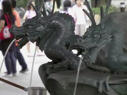 CU, Dragon Fountain,  Senso-ji temple, Tokyo, Japan Stock Footage