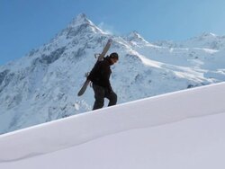 Mountain climbing / Snowboard (HD 720) Stock Footage