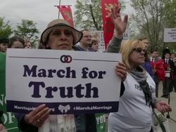 People rally and pray in support of traditional marriage at the March for Marriage Stock Footage