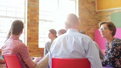 People talking in group therapy session Stock Footage