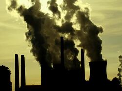 HD Coal Power Plant in the Backlight Stock Footage