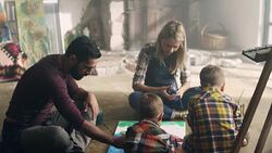 Family painting Stock Footage