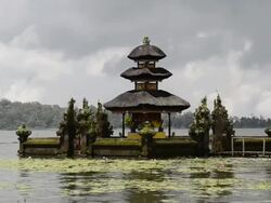 MS Shot of Pura Ulun Danu temple at Lake Bratan / Bedugul, Bali, Indonesia   Stock Footage