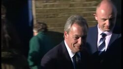 Nigel Farage departs Thanet meeting News Clip