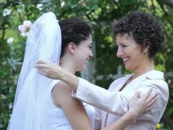 TD hispanic bride hugging mother, Richmond, Virginia, United States Stock Footage