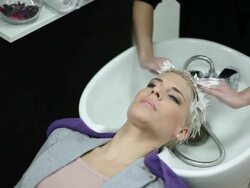 Washing hair Stock Footage