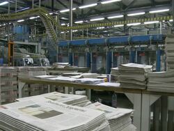 MS Shot of newspaper print office / Trier, Rhineland-Palatinate, Germany Stock Footage