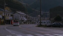 MS, Japan, Street in small town, hills in background Stock Footage