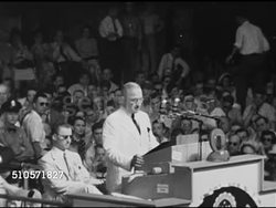 1948: DEMOCRATIC NATIONAL CONVENTION: President Harry S Truman behind podium saying America has been turned from Isolationism...must accept leadership in International affairs...United Nations continues..so as to have everlasting peace in the world. Instructional Video