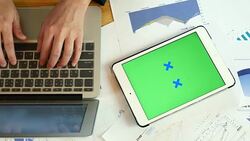 Top view Businesswoman using mobile phone and digital tablet,Green screen Stock Footage