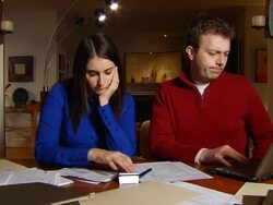 Taxes &amp; Home Finances JM Jib Down 1 Stock Footage