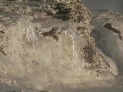 CU Water run off from geyser / Yellowstone National Park, Wyoming, United States Stock Footage