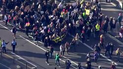 Aerials of Women's March in London News Clip