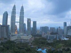  View over Kuala Lumpur City Centre (KLCC) & Petronas Towers, Kuala Lumpur, Malaysia, Stock Footage