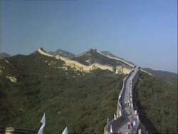 WA High angle view of people walking along Great Wall of China, Badaling, China Stock Footage