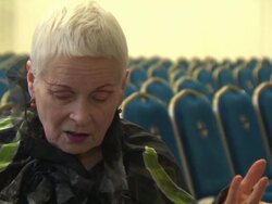 INTERVIEW - Vivienne Westwood on if she would become a figure head for the cause at Anti-Fracking Photocall and Debate Stock Footage