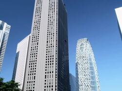 High Rising Buildings of Shinjuku West with the Mode Gakuen Cocoon Tower, Tokyo, Japan Stock Footage