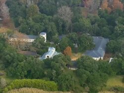 MS AERIAL Shot of Mepkin Abbey on Cooper River with wooded area / South Carolina, United States Stock Footage