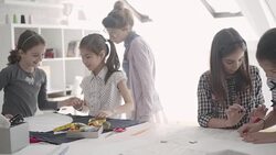 Sewing Classes for Children. Stock Footage