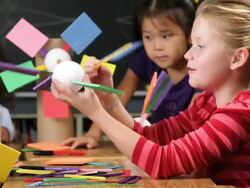 PAN Multi Ethnic Group of Children Celebrating Independence Day / Richmond, Virgnia, USA Stock Footage