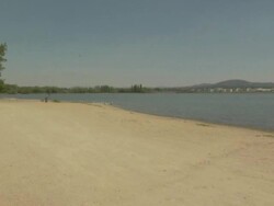 Lake Burley Griffin beach, Canberra, Australia Stock Footage