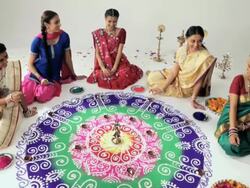 Group of women celebrating diwali festival Stock Footage