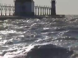 Waves and Lighthouse Stock Footage