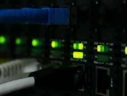 Focusing of fiber optic network Stock Footage