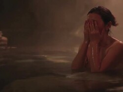 Woman enjoys hot spring Stock Footage