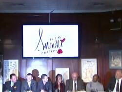 Paddy Hyland, Paul Hyland , Patrick 'PAJO' Hyland, Nicole 'Snooki' Polizzi, Andy Polizzi, Tracy Patterson, Mike Pascale at Nicole 'Snooki' Polizzi Introduces Team Snooki Boxing, New York, NY, United States, 01/12/2012 Stock Footage