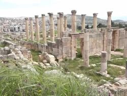 The Greco-Roman ruins in the Jordanian city of Jerash Stock Footage
