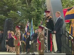 Prince Harry by Podium at Folkstone 100th WW1 Centenary News Clip
