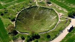 Aerials of Lochnagar Mine Crater and Memorial WW1 News Clip
