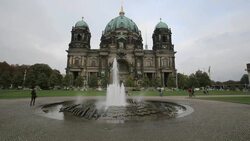Tourists in front of the Berlin Cathedral (Berliner Dom), Berlin, Germany Stock Footage